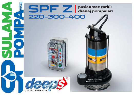 STAR  SPF Z 300 T 3.HP 380W PASLANMAZ ÇARKLI DRENAJ DALGIÇ POMPA+PANO