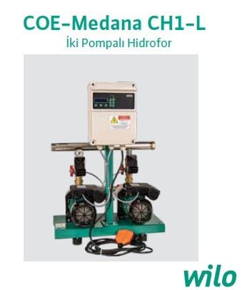 Wilo COE2-Medana CH1-L.406-1  2X1.1kW  220V  Çift Pompalı Paslanmaz Çelik Gövdeli Yatay Paket Hidrofor