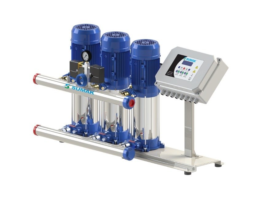 SUMAK SHT12C 300/6  SMART  3 HP 380V ÜÇ POMPALI DİJİTAL PANOLU HİDROFOR