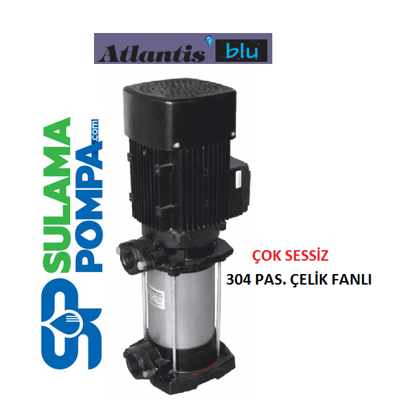 ATLANTİS YKSS 12-4 KM 2.HP 220V DİK MİLLİ ÇOK KADEMELİ PASLANMAZ ÇELİK FANLI POMPA