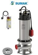SUMAK, SDF 20/2 İNOX, 2.2HP, 220V, PASLANMAZ GÖVDELİ, AZ KİRLİ SU DALGIÇ POMPASI