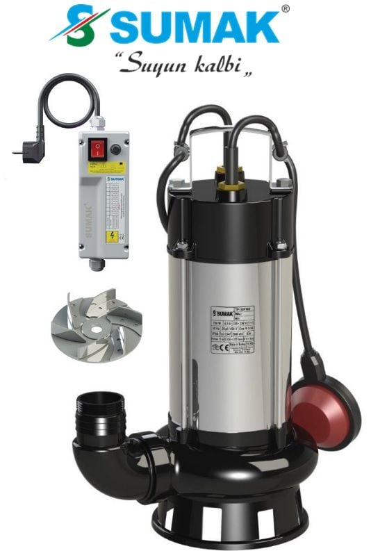 SUMAK, SDT 10/2, 380V, 1HP PASLANMAZ, FOSEPTİK DALGIÇ POMPA