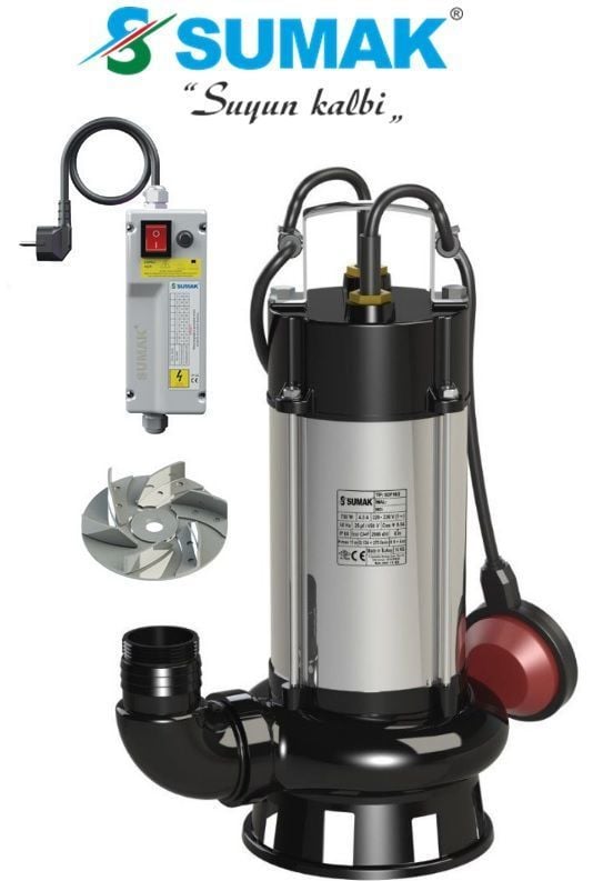 SUMAK, SDT 18/2, 380V, 1.8HP, PASLANMAZ, FOSEPTİK DALGIÇ POMPA