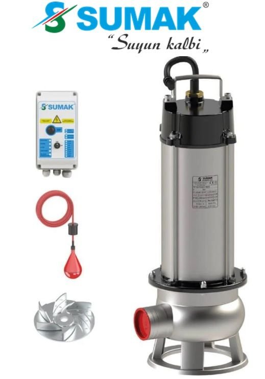 SUMAK, SDTV 30/2 İNOX, 380V, 3HP, PASLANMAZ GÖVDELİ, FOSEPTİK DALGIÇ POMPA
