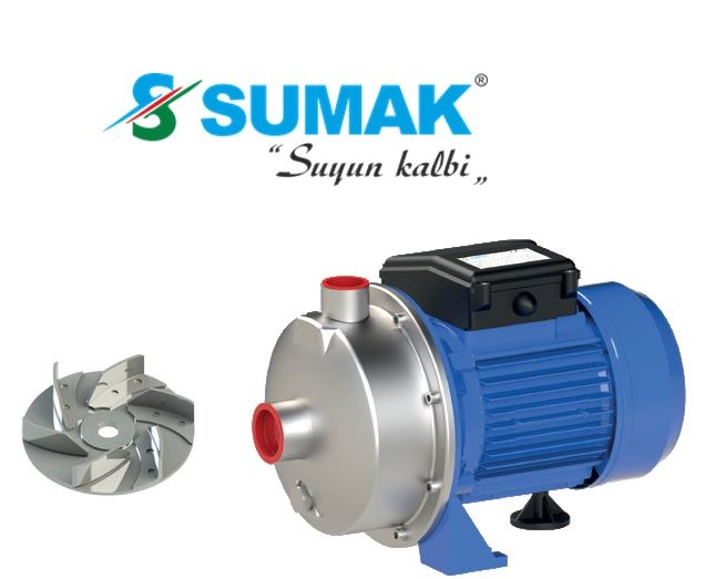 SUMAK, SMINOX/A-150T X, 1.5HP, 380V, PASLANMAZ SANTRİFÜJ POMPA (AISI 316)
