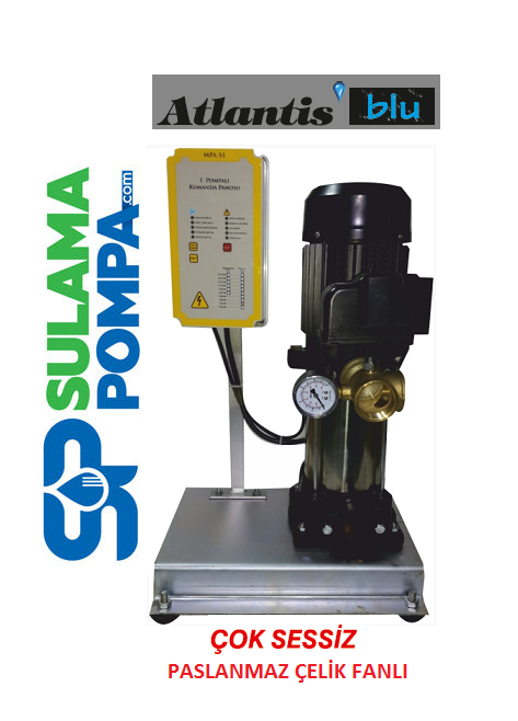 ATLANTİS YKSS 12-4KM 2.HP 220V TEK POMPALI PASLANMAZ ÇELİK FANLI PAKET HİDROFOR