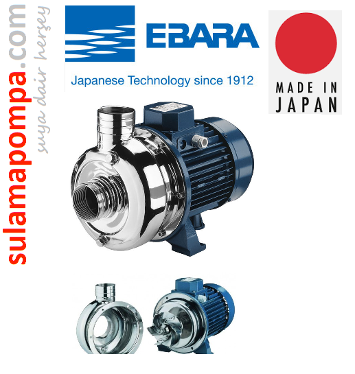 EBARA DWO 200 2 HP 380W AÇIK FANLI TEK KADEME PASLANMAZ ÇELİK SANTRİFÜJ POMPA
