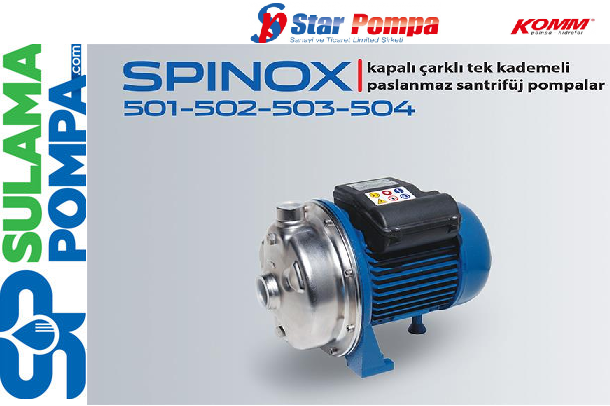 STAR SPINOX 501 T 1.HP 380V KOMPLE PASLANMAZ KAPALI ÇARKLI SANTRİFÜJ POMPA