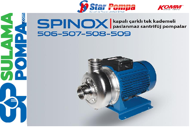 STAR SPINOX 506 M 1.5 HP 220V KOMPLE PASLANMAZ KAPALI ÇARKLI SANTRİFÜJ POMPA