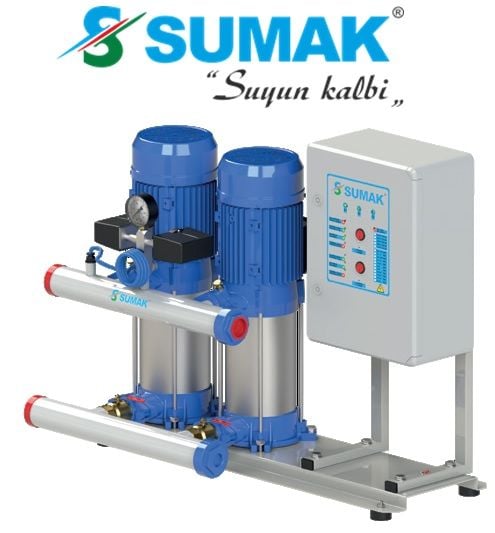 SUMAK, SHT8B-450/12, 4.5HP, 380V, ÇİFT POMPALI, DÜŞEY MİLLİ, KADEMELİ HİDROFOR