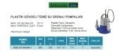 Atlantis Blu QSB-JH-400AM-1   400W  220V  Plastik Gövdeli Temiz Su Drenaj Dalgıç Pompa (Sensörlü) - OKYANUS SERİ