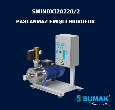 Sumak SMINOX12A220/2    1X1.6 kW  220V  Tek Pompalı Emişli  Kademeli Paslanmaz Yatay Hidrofor