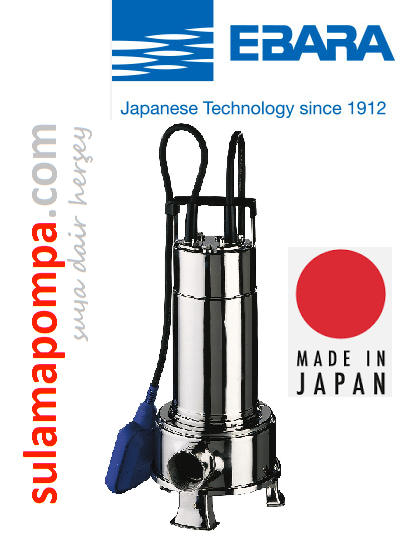 EBARA RIGHT 75 MA 0,75 HP KOMPLE PASLANMAZ ÇELİK AÇIK FANLI ATIK SU DALGIÇ POMPA