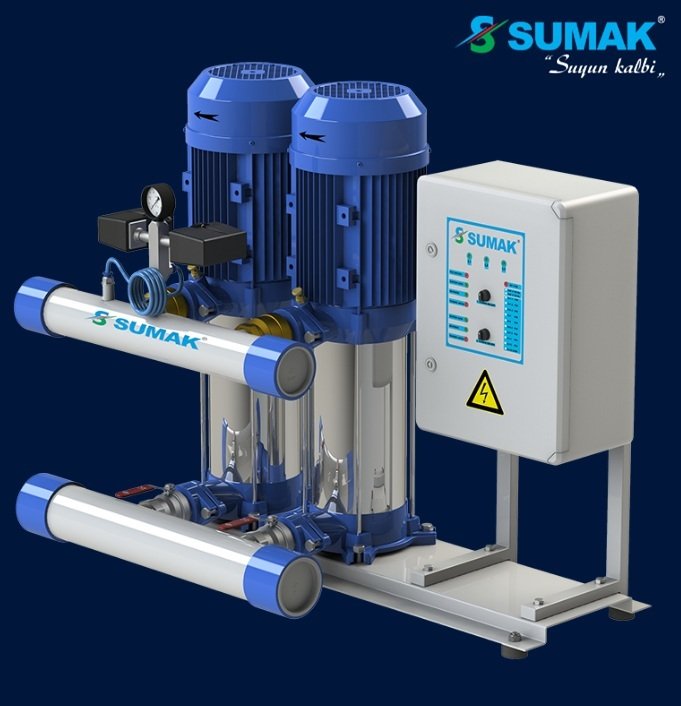 Sumak SHT16B  750/6   2X5.5 kW  380V  İki Pompalı Düşey Milli Kademeli Hidrofor