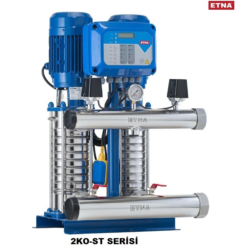 Etna 2KO-ST5/6-11     2X1.5Hp 380V  İki Pompalı Dik Milli Sabit Devirli Komple Paslanmaz Çelik Hidrofor