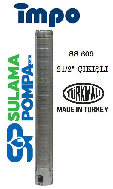 SS 609/24 10.HP 21/2'' ÇIKIŞLI 6'' KOMPLE PASLANMAZ ÇELİK TEK POMPA