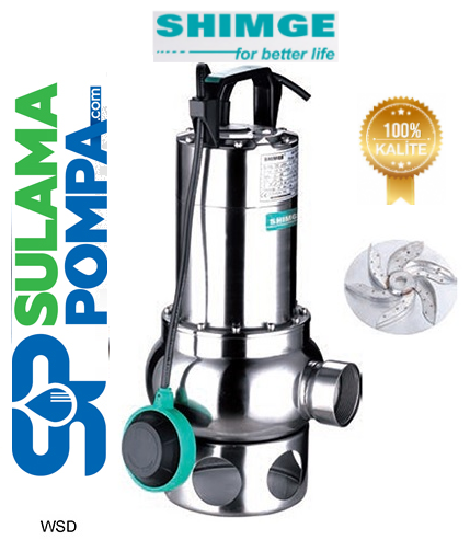 SHİMGE WSD 75/35 1,HP 220V  PASLANMAZ GÖVDELİ KİRLİ SU DALGIÇ POMPA