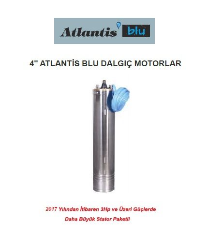 Atlantis Blu 4ATB 300M   3Hp 220V   4'' Dalgıç Motor