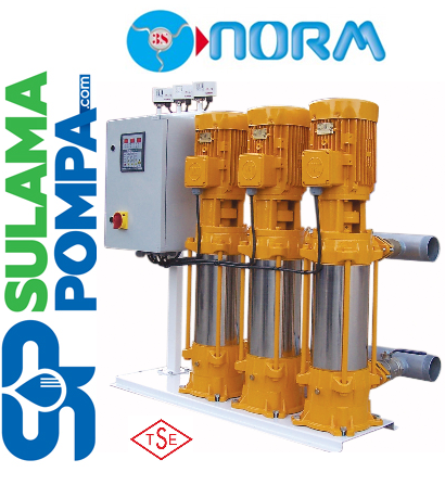 NORM NBH 3/1109 M 3x1.5 HP ÜÇ POMPALI DİJİTAL PANOLU HİDROFOR+3MT FLATÖR