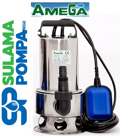 AMEGA İNTOX 550 AÇIK FANLI PASLANMAZ ÇELİK GÖVDELİ DRENAJ DALGIÇ POMPA