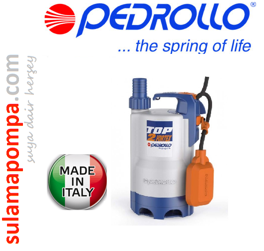PEDROLLO TOP 2-VORTEX 0,5 HP AÇIK FANLI PLASTİK GÖVDELİ DALGIÇ POMPA