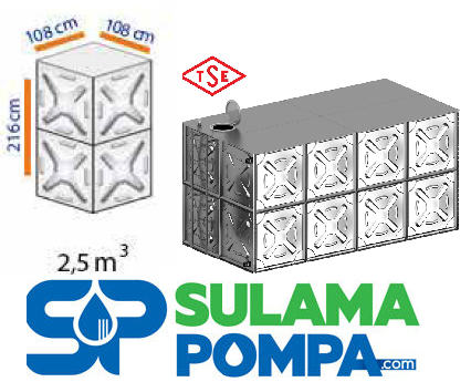 2,5 m3 PASLANMAZ ÇELİK SU DEPOSU