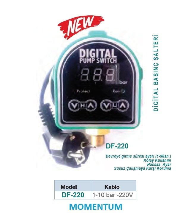 MOMENTUM  DF-220 (1-10BAR) 220V DİJİTAL BASINÇ ŞALTERİ