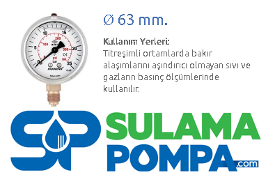 63 mm 1/4'' KL2.5 PASLANMAZ GÖVDELİ MANOMETRE
