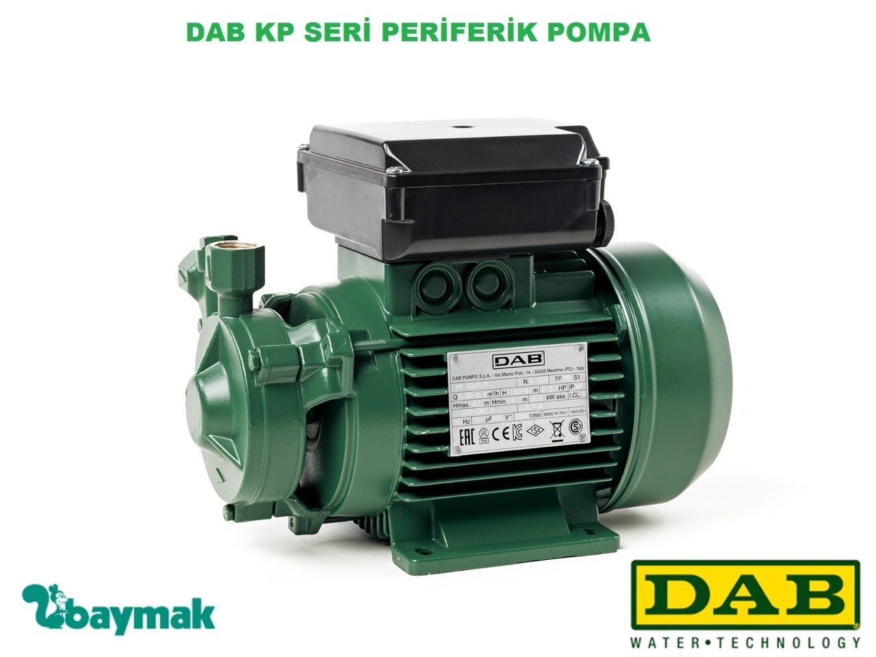 DAB KP 38/18 T 0,8 HP 380W PREFERİKAL  SÜRTME FANLI POMPA (BRONZ ÇARKLI)