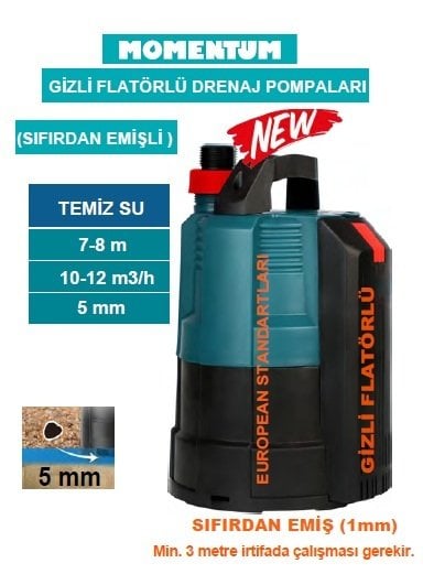 Momentum  PKS-400SA  400W-220V  Plastik Gövdeli Gizli Flatörlü Temiz Su Drenaj Dalgıç Pompa