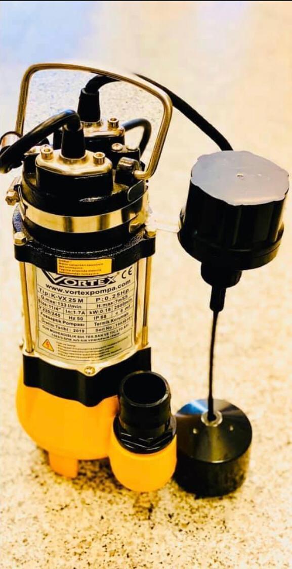 VORTEX K-VX 35  0.35 HP 220V MANYETİK KOLLU PASLANMAZ GÖVDELİ PİS SU DALGIÇ POMPA