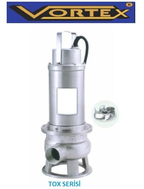 VORTEX TOX 20-50 İnox 304 T   2 Hp 380V  Komple Paslanmaz Çelik Gövdeli Parçalayıcılı Pis Su Foseptik Pompa  (Çelik Fanlı)