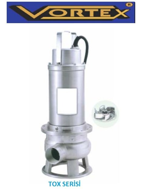 VORTEX TOX 30-50 İnox 304 M   3 Hp 220V  Komple Paslanmaz Çelik Gövdeli Parçalayıcılı Pis Su Foseptik Pompa  (Çelik Fanlı)