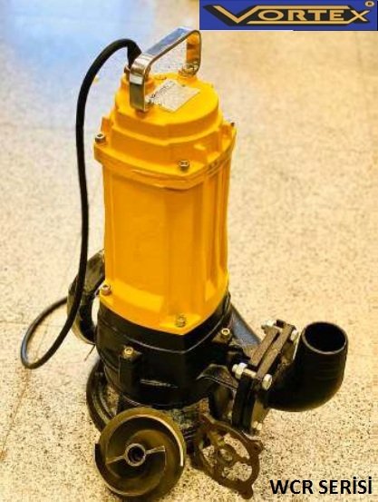 Vortex WCR 750 ET  7.5Hp 380V  Paslanmaz Çelik Açık Fanlı Bıçaklı Süper Öğütücü Sistemli Foseptik Pis Su Dalgıç Pompa - 2900 d/d