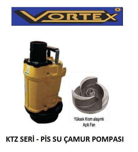 Vortex KTZ 437  5Hp 380V  Üstten Çıkışlı Soğutma Ceketli Açık Fanlı Endüstriyel Pis Su Çamur Pompası - 2900 d/d