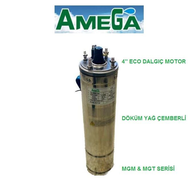 Amega MGT 200  2Hp 380V 4\'\' Döküm Yağ Çemberli Derin Kuyu Sondaj Dalgıç Motor (Eco motor)