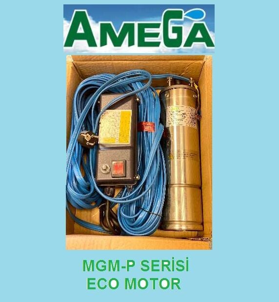 Amega MGM-P 150   1.5Hp 220V   4\'\'  25 Metre Kablolu ve Panolu Dalgıç Motor (Eco)
