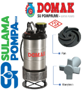 DOMAK ASGÇ407 5,5 HP 380V KARIŞTIRICILI PASLANMAZ ÇELİK GÖVDELİ ATIK SU DALGIÇ POMPA