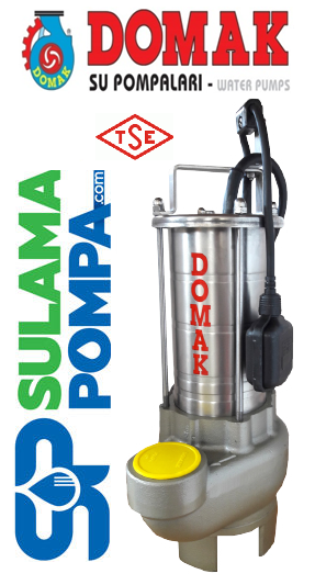 DOMAK ASM26 B4 1,5 HP 220V BIÇAKLI PASLANMAZ ÇELİK GÖVDELİ ATIK SU DALGIÇ POMPA