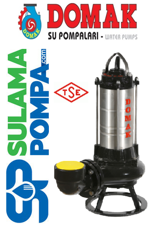 DOMAK AS470 K2 10,HP 220V KAPALI FANLI PASLANMAZ ÇELİK GÖVDELİ ATIK SU DALGIÇ POMPA