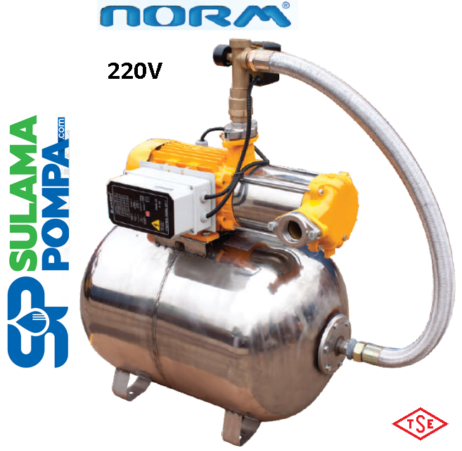 NORM NBY 2104 M-50 0.75 HP 220V 50 LT TANKLI YATAY POMPALI TAM OTOMATİK PAKET HİDROFOR