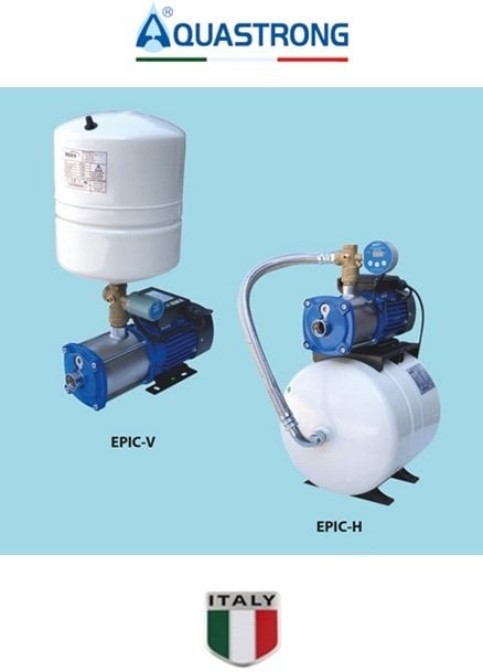 Aquastrong  EPIC-H50/XHC 8-25 M      2Hp 220V   Yatay Tanklı Kademeli Akıllı Paket Hidrofor
