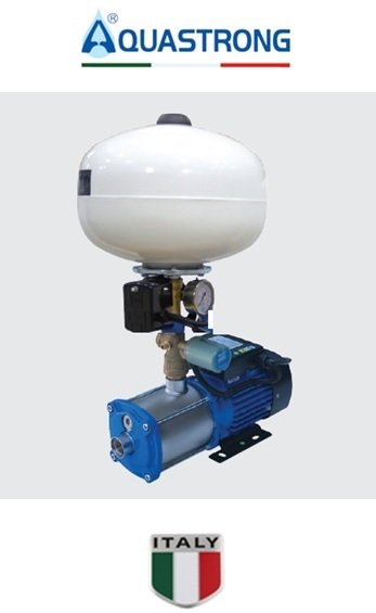 Aquastrong  CH 50 XHC 2-6      1Hp 220V   50 Litre  Küre Tanklı Paslanmaz Yatay Kademeli  Paket Hidrofor