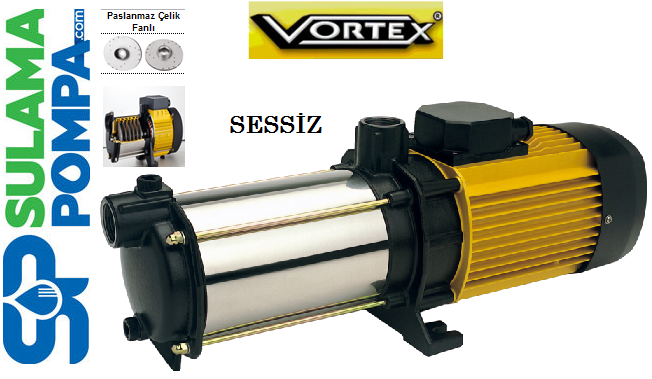 VORTEX VKP S/S 7-04 M 1.3 HP 220V YATAY MİLLİ KOMPLE PASLANMAZ ÇELİK SESSİZ POMPA