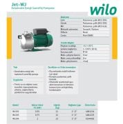 Wilo WJ202  0.55kW 220V  Kendinden Emişli Tek Kademeli Paslanmaz Santrifüj Pompa