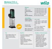 Wilo Medana CV1-L.605-1/E/E/100  1.5kW 380V  Paslanmaz Çelik Gövdeli Dikey Milli Çok Kademeli Santrifüj Pompa