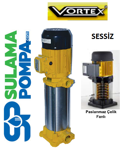 VORTEX VKP VD S/S 9-08 M 3.5 HP 220V DİK MİLLİ KOMPLE PASLANMAZ ÇELİK SESSİZ POMPA